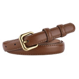 Caramel Women's Leather Belts with Gold Buckle 焦糖色女士金扣皮帶 KCBELT1112