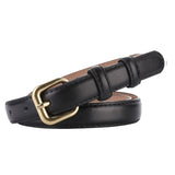 Black Women's Leather Belts with Gold Buckle 黑色女士金扣皮帶 KCBELT1113