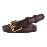 Brown Women's Leather Belts with Gold Buckle 棕色女士金扣皮帶 KCBELT1114