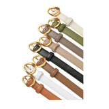 Light Khaki Women's Leather Belts with Gold Buckle Belt 淺卡其女士金扣皮帶 KCBELT1121