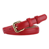Red Women's Leather Belts with Gold Buckle 紅色女士金扣皮帶 KCBELT1122