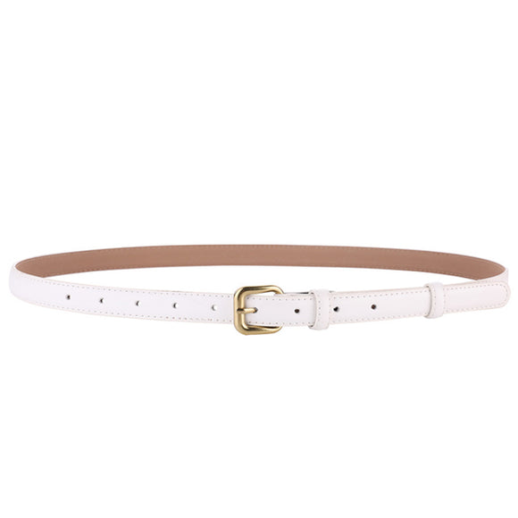 White Women's Leather Belts with Gold Buckle 白色女士金扣皮帶 KCBELT1124