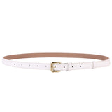 White Women's Leather Belts with Gold Buckle 白色女士金扣皮帶 KCBELT1124