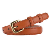 Brown Women's Leather Belts with Gold Buckle 棕色女士金扣皮帶 KCBELT1125
