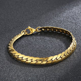 Gold Link Chain Stainless Steel Lobster Clasp Bracelet for Men (Chain Length 20cm) 男士金色鏈條不銹鋼龍蝦扣手鍊（鍊長 20 厘米）KJBR16127