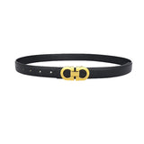 Black Women's Leather Belts with Gold Double Ring Buckle Belt 黑色女士金色雙環扣皮帶 KCBELT1128