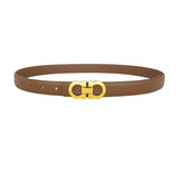 Caramel Women's Leather Belts with Gold Double Ring Buckle Belt 焦糖色女士金色雙環扣皮帶 KCBELT1129