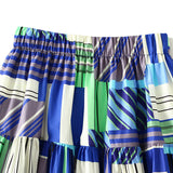 Blue Geometric Print Maxi Skirt 藍色幾何印花半身長裙 KCCLSP2113