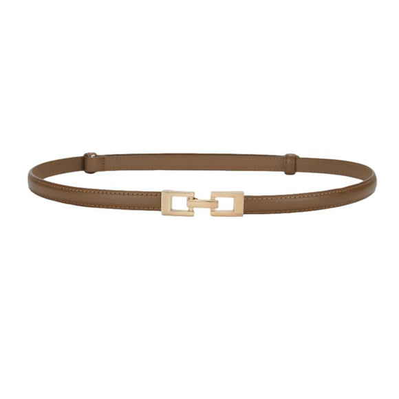 Caramel Women's Buckle Thin Waist Leather belt (suitable for waist 65-80cm) 焦糖色女士對扣細腰皮帶 (適合腰圍65-80厘米) KCBELT1131