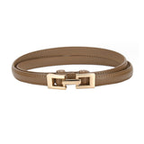 Caramel Women's Buckle Thin Waist Leather belt (suitable for waist 65-80cm) 焦糖色女士對扣細腰皮帶 (適合腰圍65-80厘米) KCBELT1131
