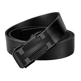 Black Men's Leather Ratchet Belt with Automatic Buckle 黑色男士真皮自動扣皮帶 KCBELT1134