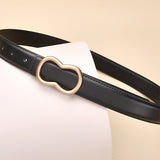 Black Women's Leather Belts with Gold Buckle Belt 藍色女士金扣皮帶 KCBELT1141