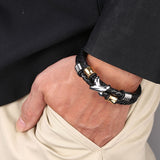 Braided Leather Magnetic Bracelet (Circumference 18.5cm) 真皮編織磁扣手鍊 (鍊長 18.5cm) KJBR16142