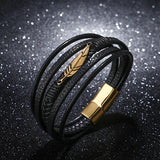 Braided Leather Magnetic Feather Bracelet (Circumference 21.5cm) 編織皮革磁扣羽毛手鍊 (鍊長 21.5cm) KJBR16144