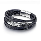 Braided Leather Magnetic Feather Bracelet (Circumference 21.5cm) 編織皮革磁扣羽毛手鍊 (鍊長 21.5cm) KJBR16145