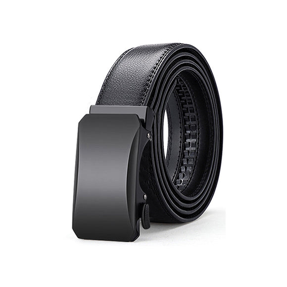 Black Men's Leather Ratchet Belt with Automatic Buckle 黑色男士真皮自動扣皮帶 KCBELT1157