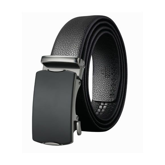 Black Men's Leather Ratchet Belt with Automatic Buckle 黑色男士真皮自動扣皮帶 KCBELT1163
