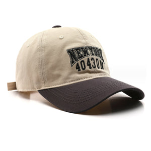New York Embroidery Grey and Beige Adjustable Baseball Cap 紐約刺绣灰色米色可調節棒球帽 KCHT2402