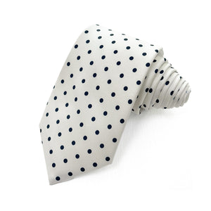 Polka Dots Pattern Men White Tie 圓點圖案男士白色領帶 KCBT2374