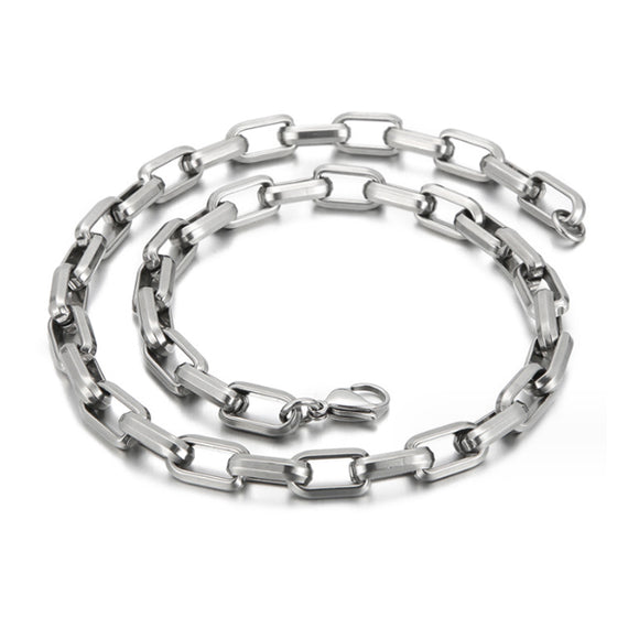 Rock Hip Hop Square Titanium Steel Men's Bracelet Necklace (Circumference 60cm) 搖滾嘻哈方形鈦鋼男手鍊項鍊 (鍊長 60cm) KJPE17065