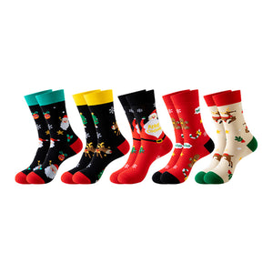 Set of 5 Pairs Christmas Theme Pattern Cozy Socks (One Size) 5對一套聖誕主題圖案舒適襪子 (均碼) HS202425