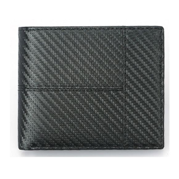 Black Carbon Fiber Pattern Genuine Leather RFID Wallet 黑色碳纖維紋真皮 RFID 錢包 CH19046