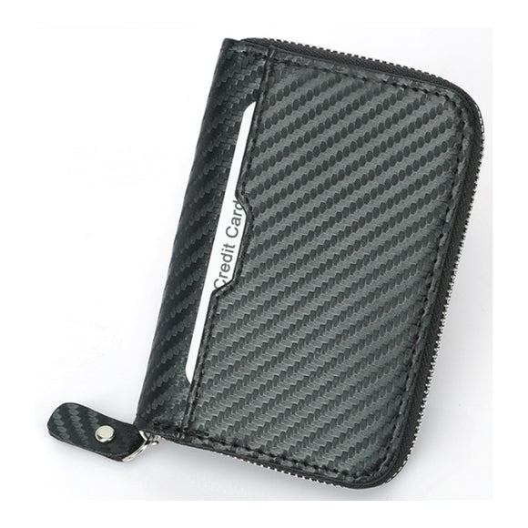 Black Genuine Leather RFID Zipper Wallet 黑色真皮 RFID 拉鍊錢包 CH19035
