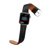 Black Leather Woven Apple Watch Band 黑色真皮編織 Apple 錶帶 KCWATCH1205