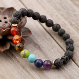 Lava Stone Beaded Colorful Stone Bracelet (Circumference 18.5cm) 火山石串珠七彩石手鍊 (鍊長 18.5cm) KJBR16232