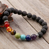 Lava Stone Beaded Colorful Stone Bracelet (Circumference 18.5cm) 火山石串珠七彩石手鍊 (鍊長 18.5cm) KJBR16233