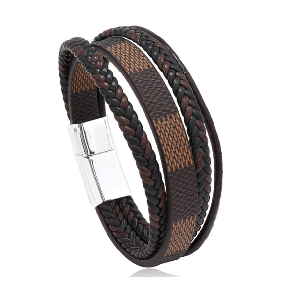 Multi-Layer Leather Mixed Rope Braided Bracelet 多層皮革混合繩編織手鍊 KJBR16244