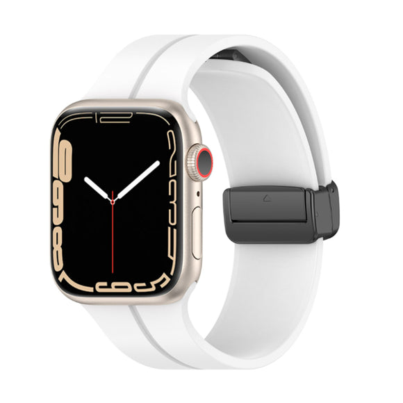 White Magnetic Buckle Silicone Apple Watch Band 白色磁吸扣矽膠 Apple 錶帶 KCWATCH1250