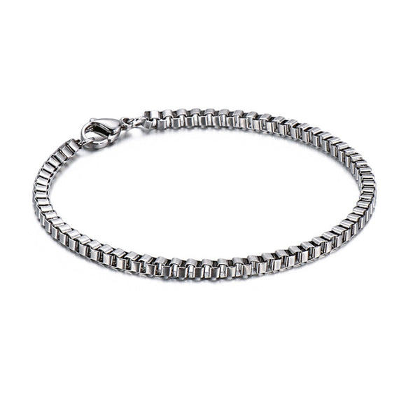 Stainless Steel 3mm Box Chain Bracelet (Circumference 20cm) 不銹鋼3毫米盒子手鍊 (鍊長 20cm) KJBR16255