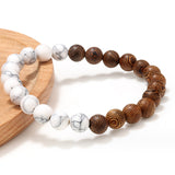 Natural Wood Bead Natural White Turquoise Bracelet (Circumference 20cm) 天然木珠天然白松石手鍊 (鍊長 20cm) KJBR16259
