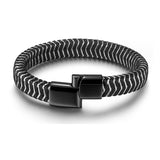 Black and Silver Braided Stainless Steel Magnetic Clasp Bracelet (Circumference 21.5cm) 黑銀混色編織不銹鋼磁扣手鍊 (鍊長 21.5cm) KJBR16263