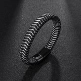 Black and Silver Braided Stainless Steel Magnetic Clasp Bracelet (Circumference 21.5cm) 黑銀混色編織不銹鋼磁扣手鍊 (鍊長 21.5cm) KJBR16263