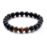 Frosted Black Agate with Tiger's Eye Bracelet (8MM) 磨砂黑瑪瑙虎眼石手鍊 (8MM) (KJBR16265)