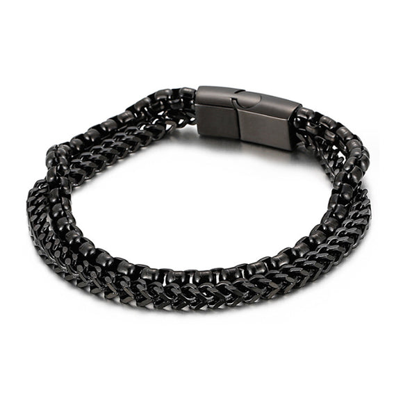 Korean Style Double Chain Stainless Steel Bracelet (Circumference 20cm) 韓版雙層不銹鋼手鍊 (鍊長 20cm) KJBR16267