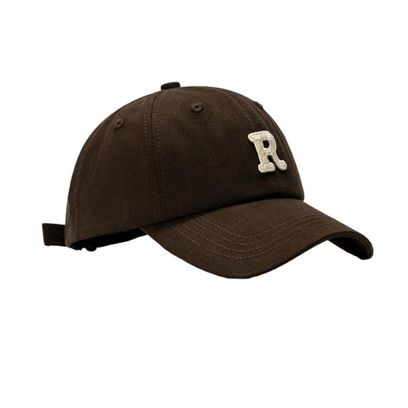 Letter R Embroidery Dark Brown Adjustable Baseball Cap 字母R刺繡深咖色可調節棒球帽 KCHT2289a