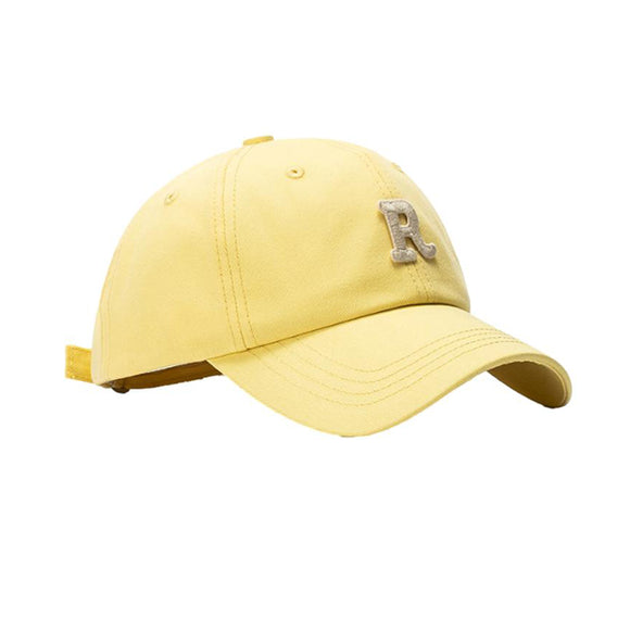Letter R Embroidery Fluorescent Yellow Adjustable Baseball Cap 字母R刺繡熒光黃可調節棒球帽 KCHT2290a