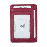 Rose Red Grained Leather RFID Card Holder 玫瑰紅色真牛皮RFID安全防盜信用卡套 CH19033