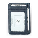 Blue Grained Leather RFID Card Holder 藍色真牛皮RFID安全防盜信用卡套 CH19032