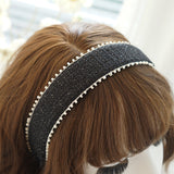 Black Beaded Fabric Headband 黑色釘珠布藝頭箍 HA20096a