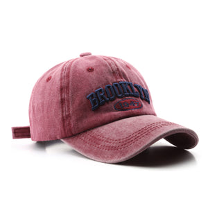 Brooklyn Embroidered Wine Red Adjustable Baseball Cap 布魯克林刺繡酒紅色可調節棒球帽 KCHT2312a