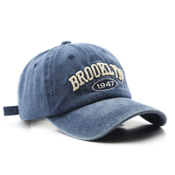 Brooklyn Embroidered Blue Adjustable Baseball Cap 布魯克林刺繡藍色可調節棒球帽 KCHT2312d