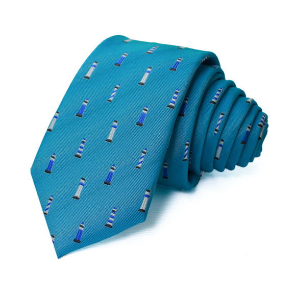 Blue Light House Pocket Pattern Men Tie 藍色燈屋口袋圖案男領帶 KCBT2320