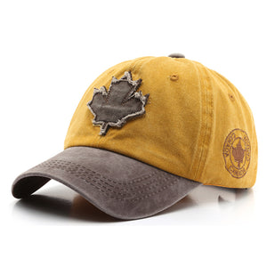 Canada Embroidery Maple Leaf Brown and Yellow Adjustable Baseball Cap 加拿大刺繡楓葉黃咖可調節棒球帽 KCHT2346b