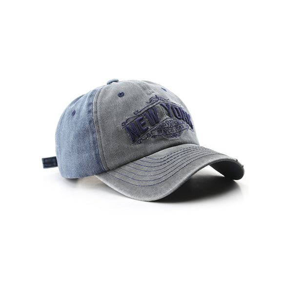 New York Embroidery Grey and Blue Adjustable Baseball Cap 紐約刺绣灰色藍色可調節棒球帽 KCHT2374b