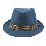 Blue British Jazz Straw Hat 藍色英倫爵士草編帽 KCHT2394