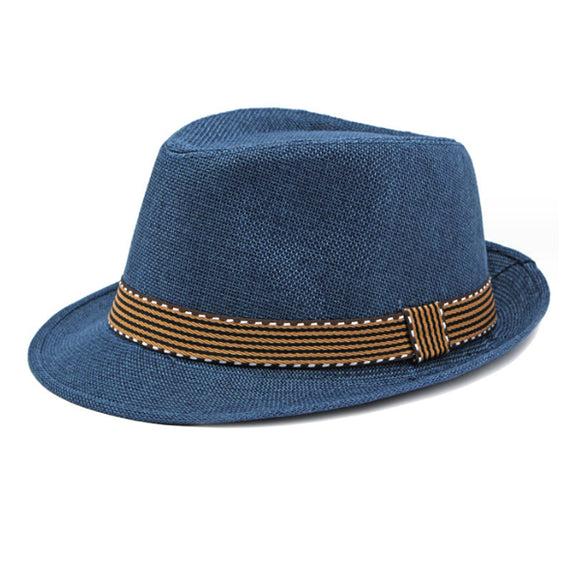 Blue British Jazz Straw Hat 藍色英倫爵士草編帽 KCHT2394